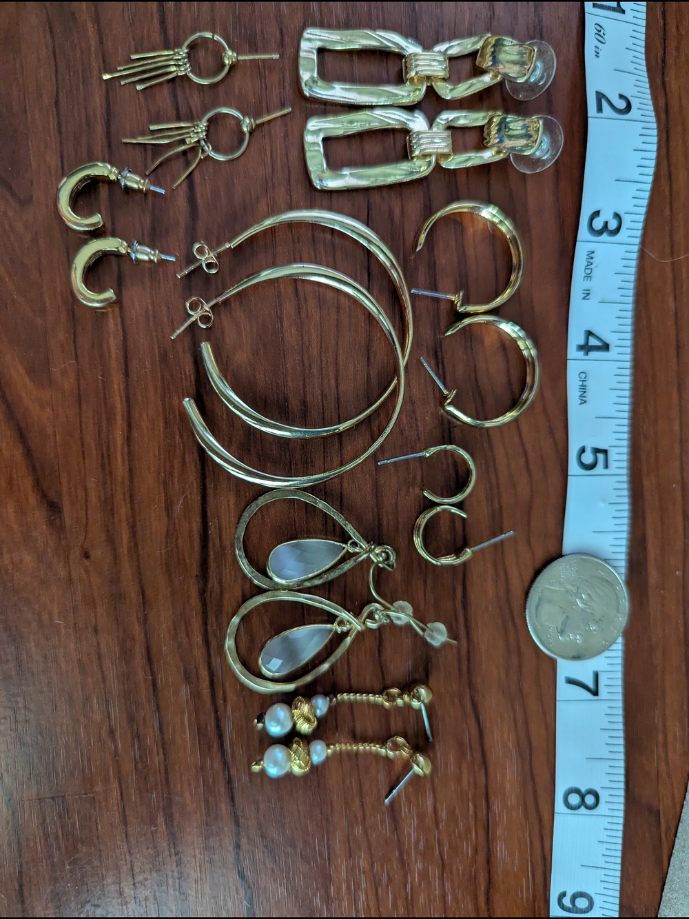 Gold-Tone Hoop & Drop Earring Set - Versatile Women's Jewelry